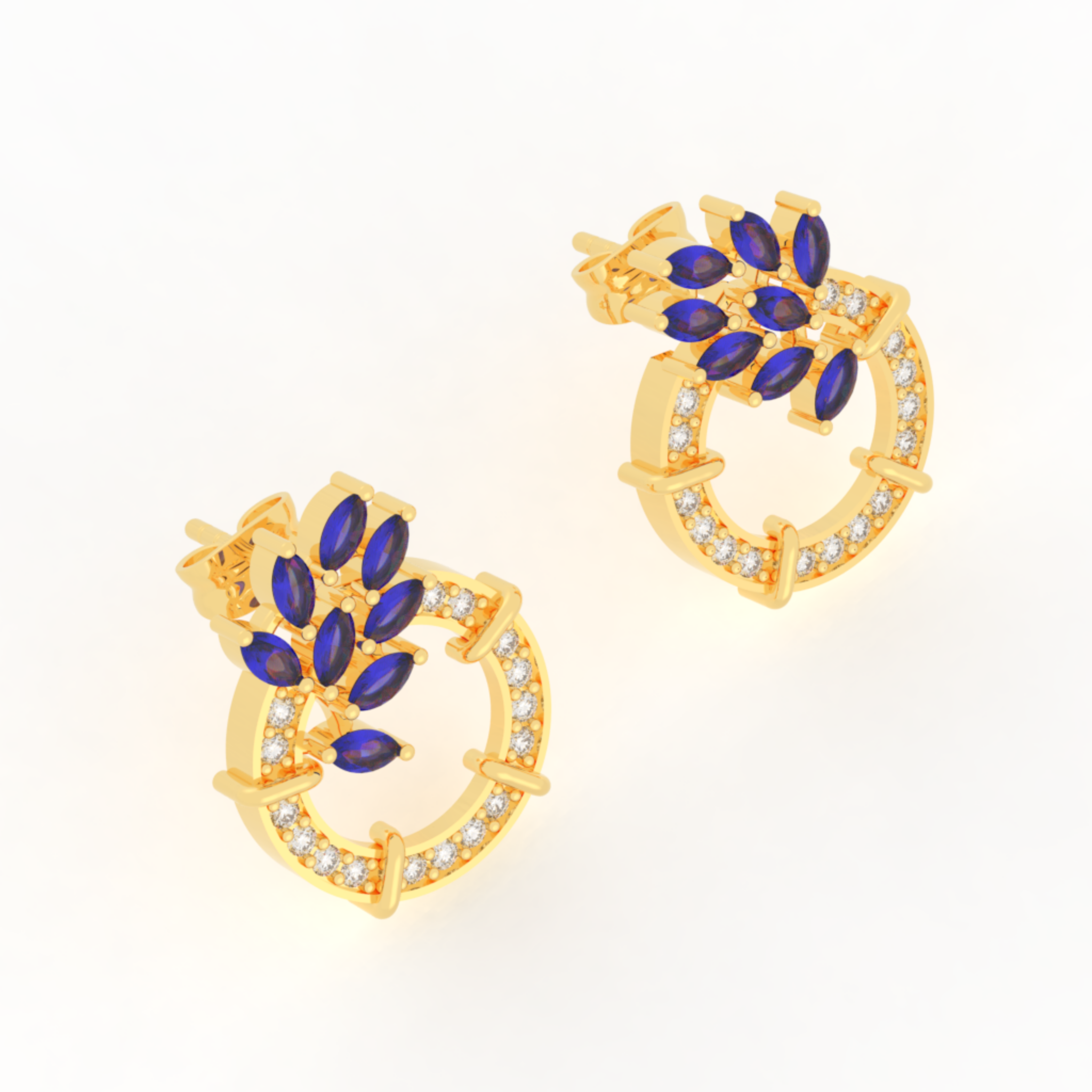Sparkling Gemstone Cluster Circle Stud Earrings, Hallmarked 925 Sterling Silver